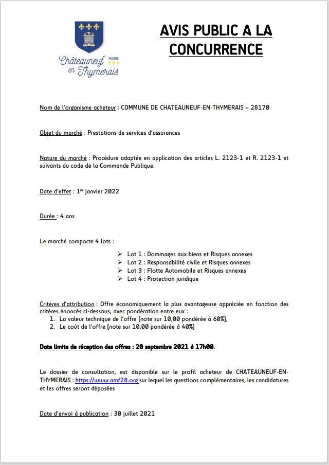 Prestations de services d'assurances